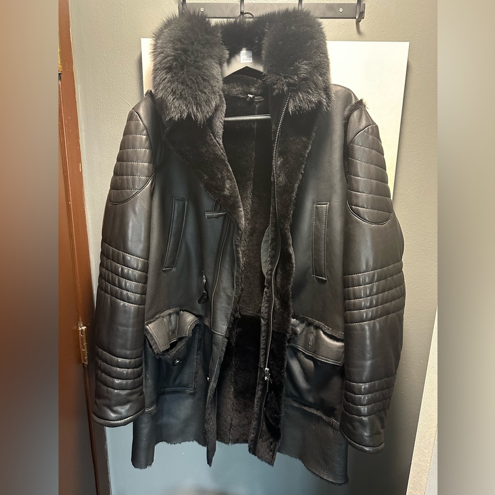 100 percent genuine Shearling Coat with genuine fox fur